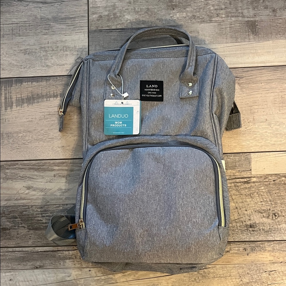 LAND Gray Backpack/Diaper Bag